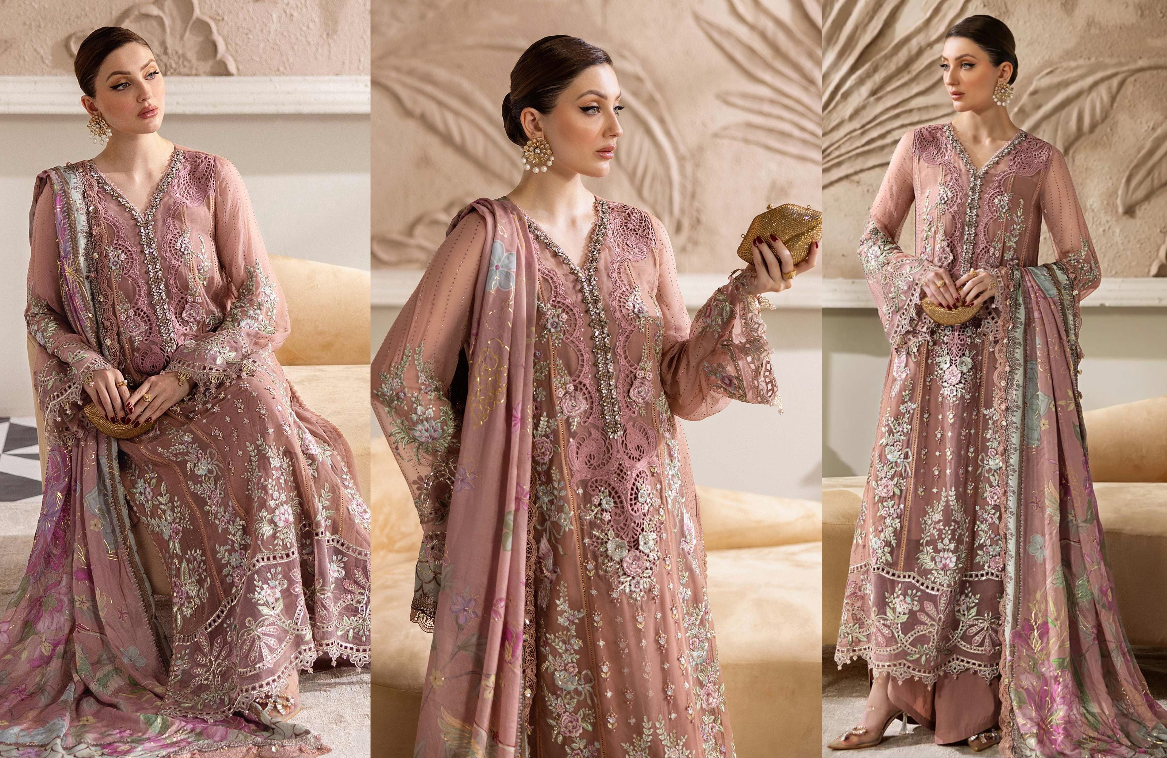 Maria B Chiffon Unstitched Embroidered Chiffon Collection 2025