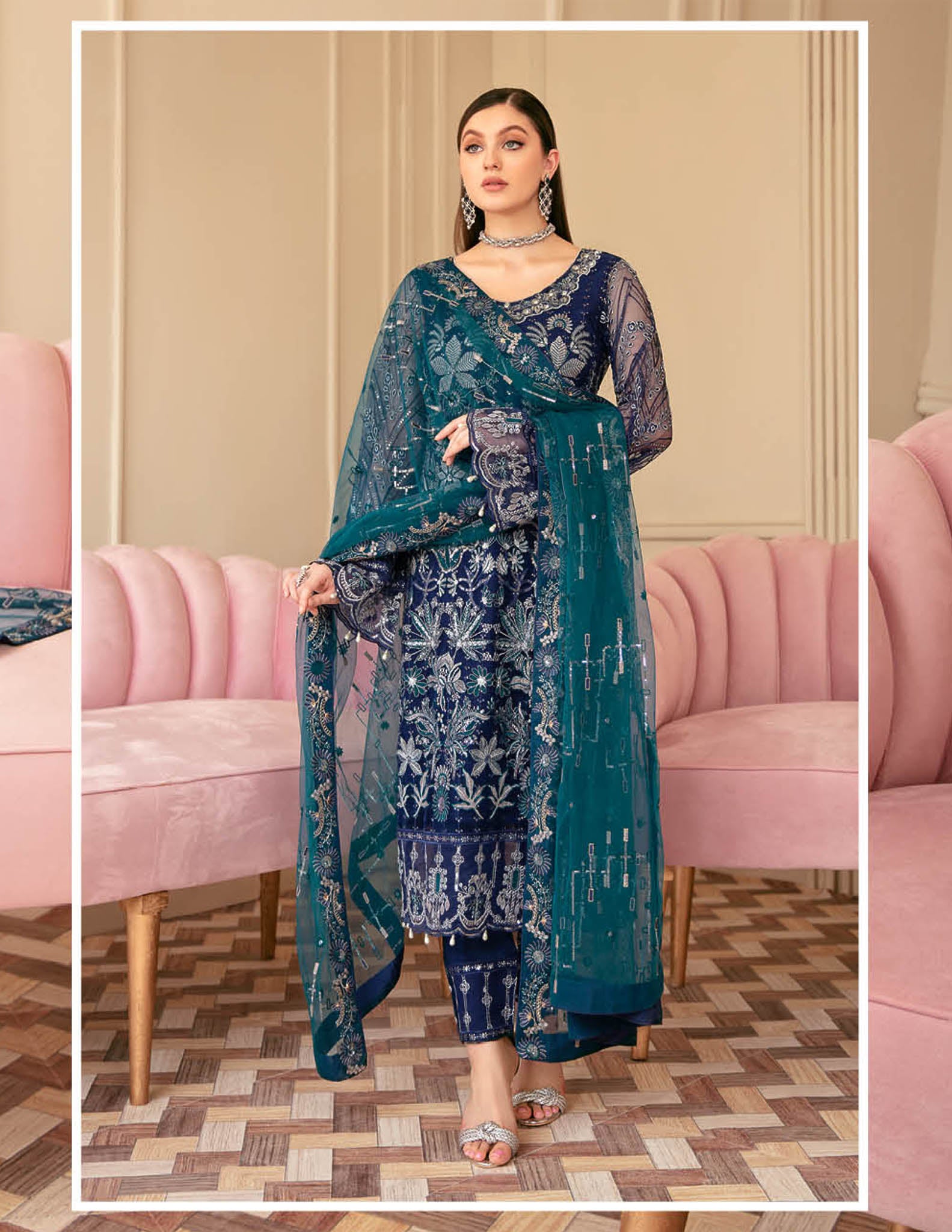 Minhal by Ramsha Embroidered Organza Suits Vol 6
