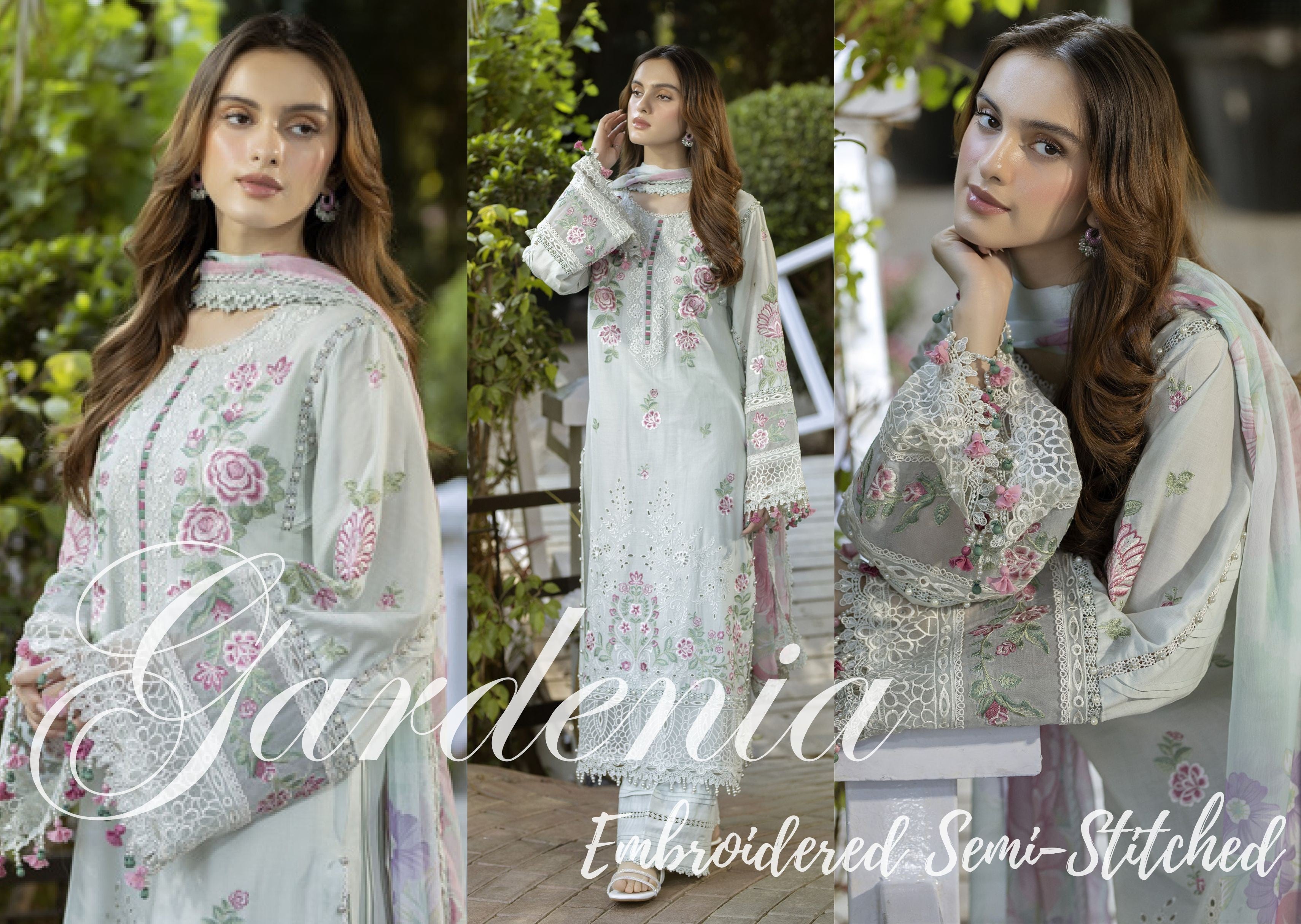 Gardenia Embroidered Semi-Stitched Lawn