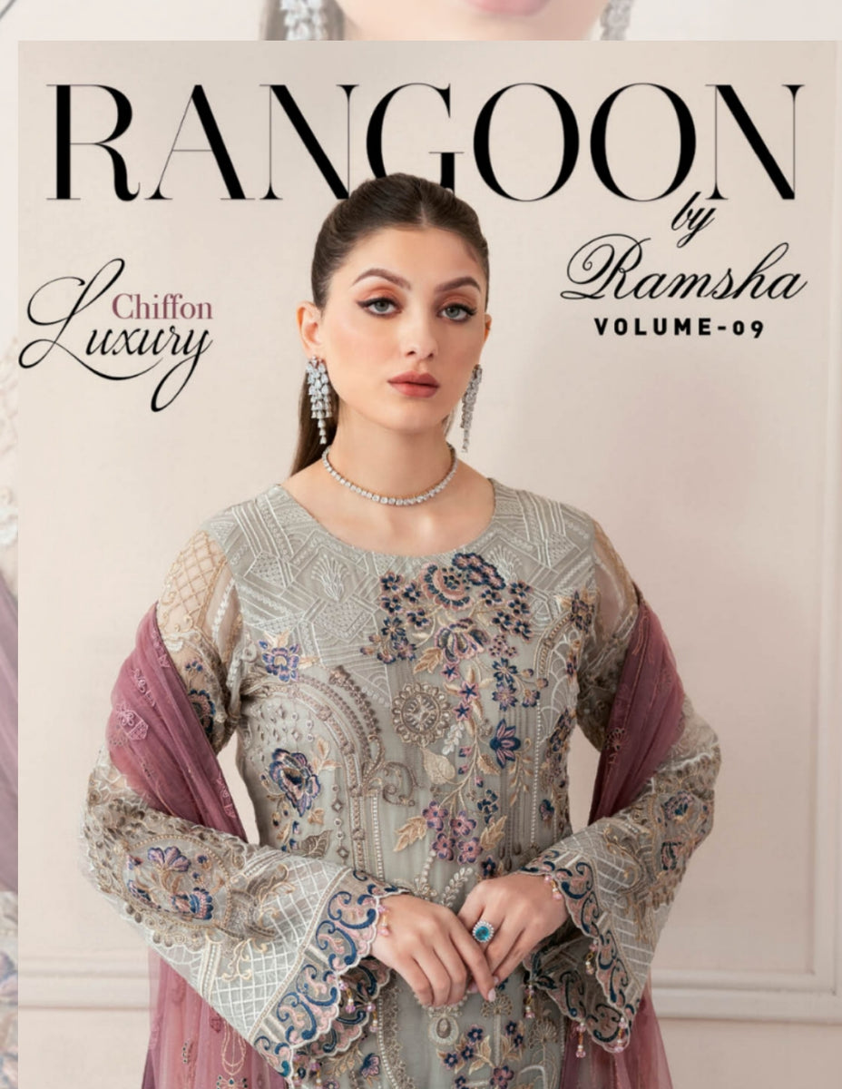 Rangoon by Ramsha Embroidered Chiffon Vol 09– azzahcollection.com