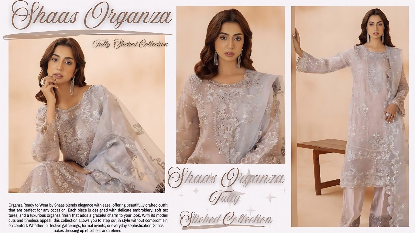 Shaas Fully Embroidered Organza Stitched Gown Suit Collection