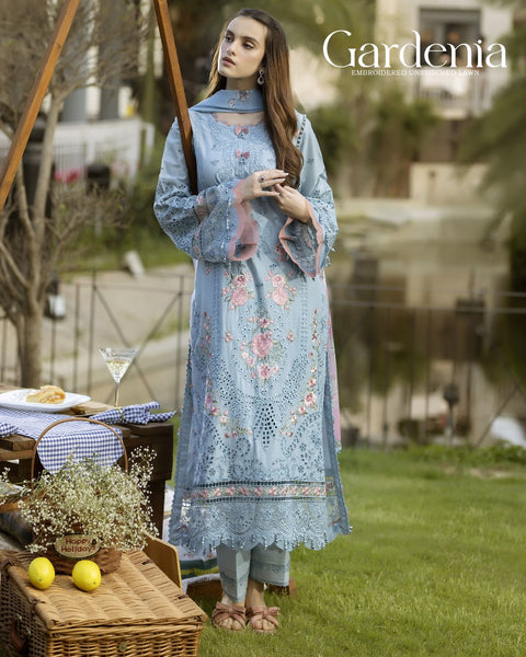 Gardenia Embroidered Semi-Stitched Lawn | D#-03