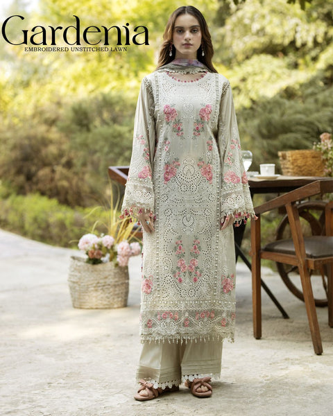 Gardenia Embroidered Semi-Stitched Lawn | D#-04
