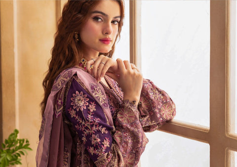 Zebtan 3 Piece Unstitched Chiffon Dress |  ZC08