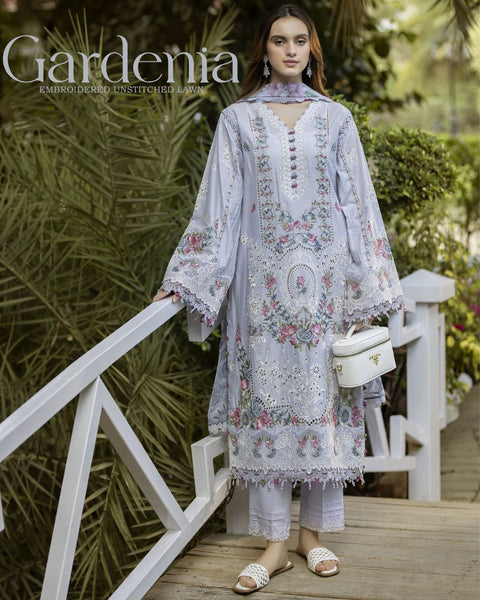 Gardenia Embroidered Semi-Stitched Lawn | D#-05