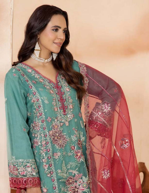 Shaas Premium Fully Embroidered Organza Stitched Collection | 03