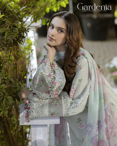 Gardenia Embroidered Semi-Stitched Lawn | D#-01