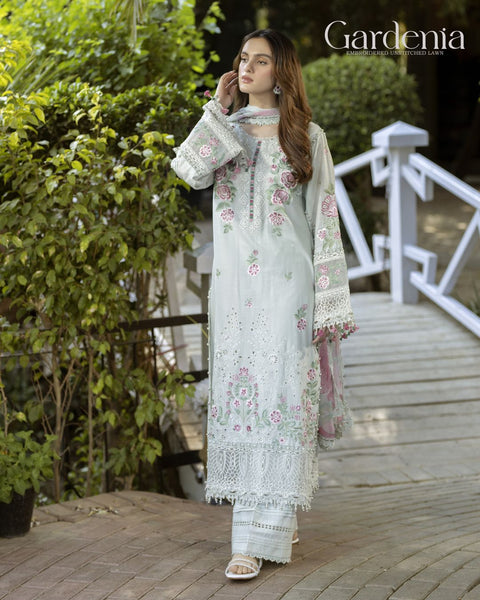 Gardenia Embroidered Semi-Stitched Lawn | D#-01