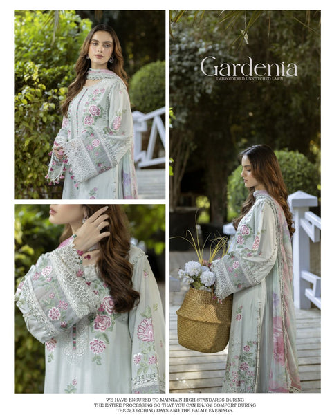 Gardenia Embroidered Semi-Stitched Lawn | D#-01
