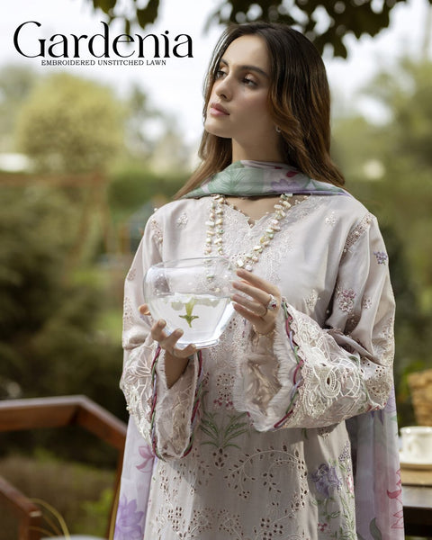 Gardenia Embroidered Semi-Stitched Lawn | D#-02