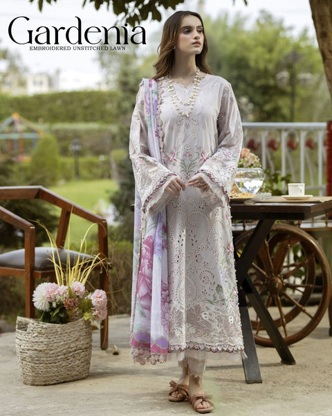 Gardenia Embroidered Semi-Stitched Lawn | D#-02