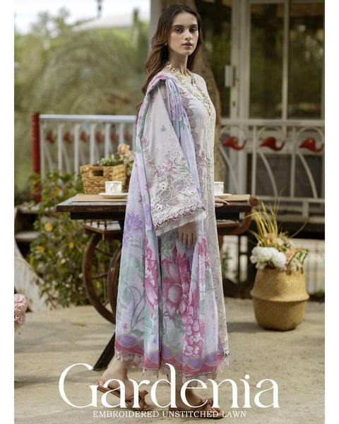 Gardenia Embroidered Semi-Stitched Lawn | D#-02