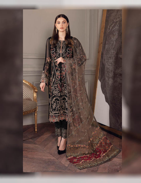 Chevron By Ramsha Embroidered Chiffon Suits Unstitched-A-501