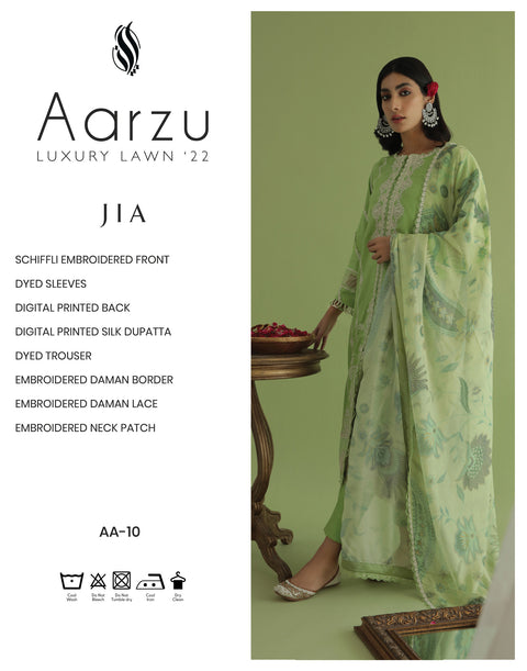 Aabyaan by Qalamkar Aarzu Luxury Lawn Collection 2022 – JIA (AA-10)