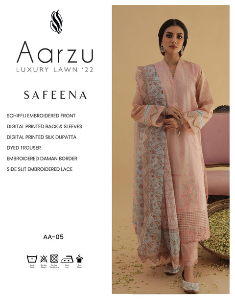 Aabyaan by Qalamkar Aarzu Luxury Lawn Collection 2022 – SAFEENA (AA-05)