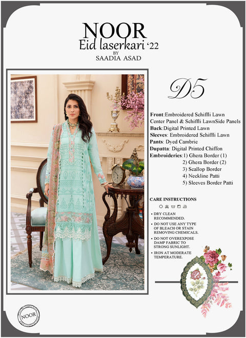 Noor by Saadia Asad · Eid Laserkari Lawn Collection 2022 – D5-KELLY