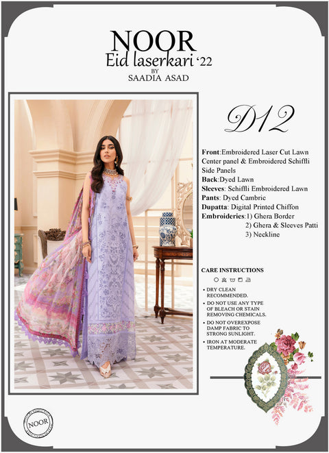 Noor by Saadia Asad · Eid Laserkari Lawn Collection 2022-D12