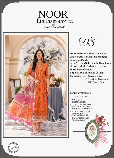 Noor by Saadia Asad · Eid Laserkari Lawn Collection 2022 – D8-PRINCETON