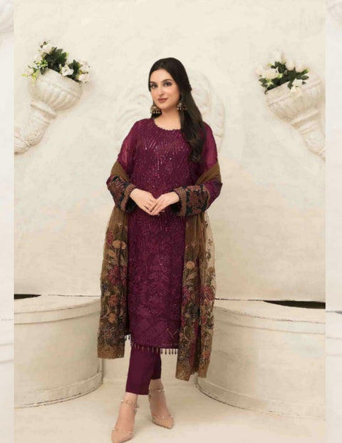 Tasavvur Semi-Stitched Chiffon Collection by Tawakkal | D-1732