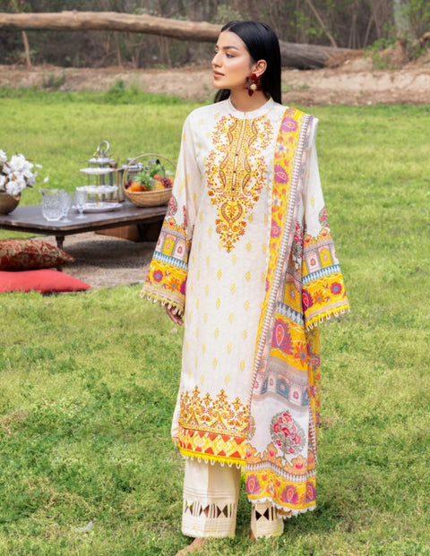 ADAN LIBAS SUMMERKARI LAWN 2023 | White Smoke
