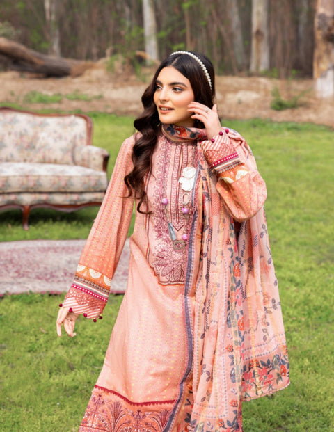ADAN LIBAS SUMMERKARI LAWN 2023 | Pale Rose