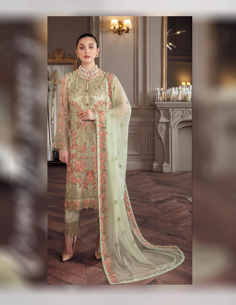 Chevron By Ramsha Embroidered Chiffon Suits Unstitched-A-509