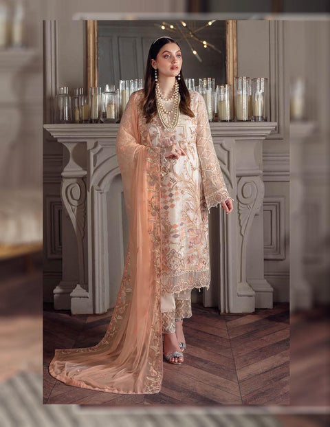 Chevron By Ramsha Embroidered Chiffon Suits Unstitched-A-505