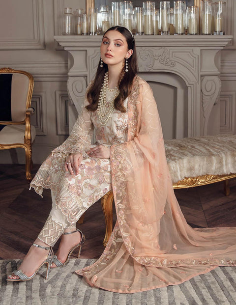 Chevron By Ramsha Embroidered Chiffon Suits Unstitched-A-505