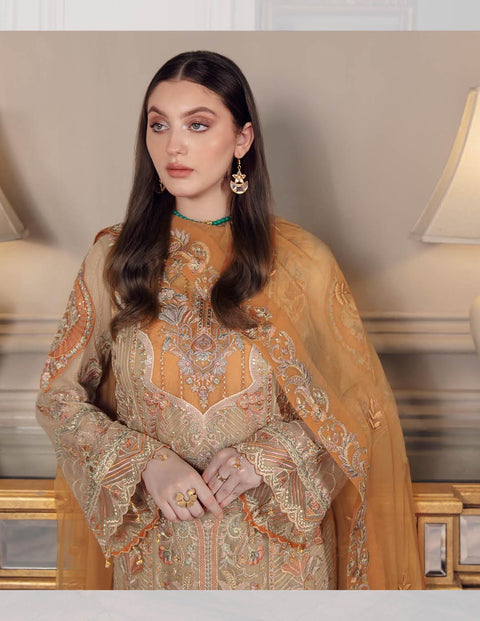 Chevron By Ramsha Embroidered Chiffon Suits Unstitched-A-508