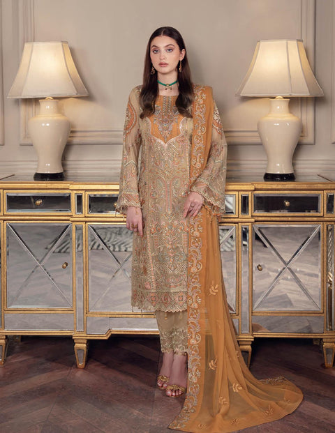 Chevron By Ramsha Embroidered Chiffon Suits Unstitched-A-508