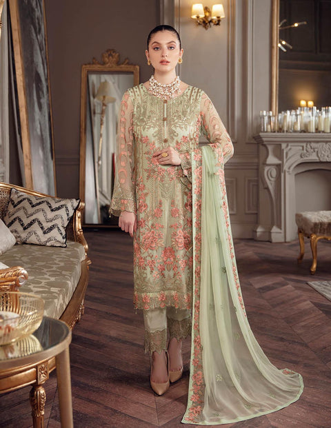 Chevron By Ramsha Embroidered Chiffon Suits Unstitched-A-509