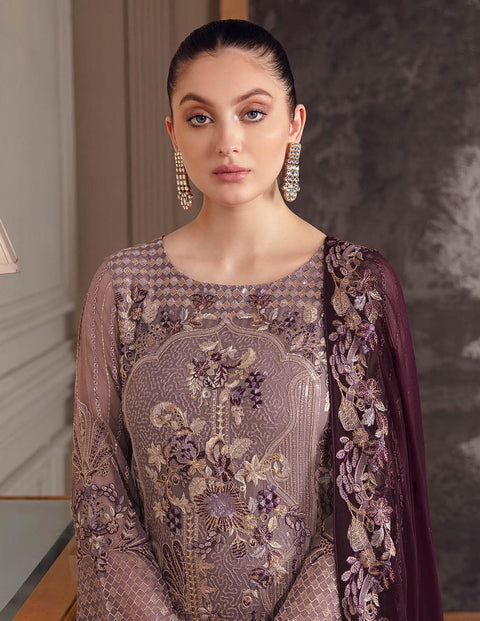 Chevron By Ramsha Embroidered Chiffon Suits Unstitched-A-510