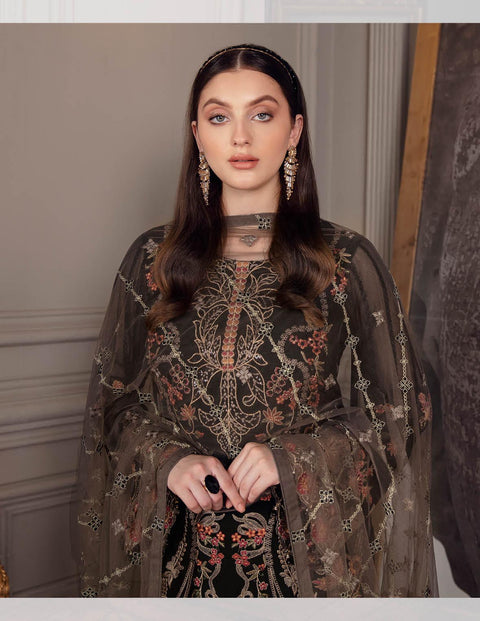 Chevron By Ramsha Embroidered Chiffon Suits Unstitched-A-501