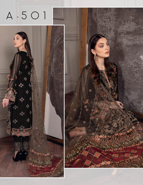 Chevron By Ramsha Embroidered Chiffon Suits Unstitched-A-501