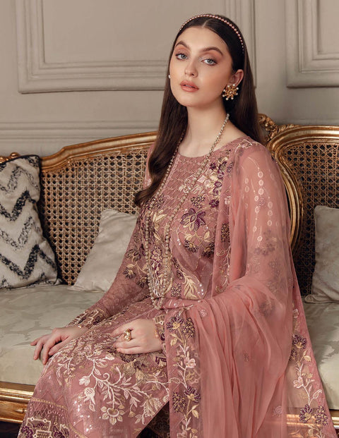 Chevron By Ramsha Embroidered Chiffon Suits Unstitched-A-502