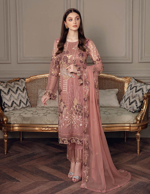 Chevron By Ramsha Embroidered Chiffon Suits Unstitched-A-502
