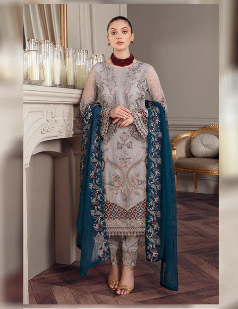 Chevron By Ramsha Embroidered Chiffon Suits Unstitched-A-503