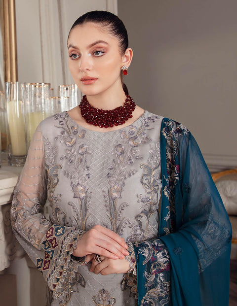 Chevron By Ramsha Embroidered Chiffon Suits Unstitched-A-503