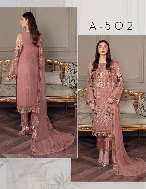 Chevron By Ramsha Embroidered Chiffon Suits Unstitched-A-502