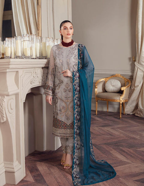 Chevron By Ramsha Embroidered Chiffon Suits Unstitched-A-503