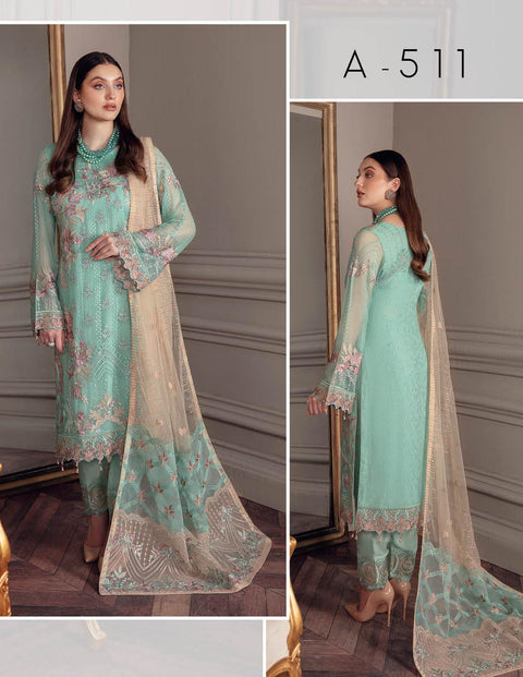 Chevron By Ramsha Embroidered Chiffon Suits Unstitched-A-511